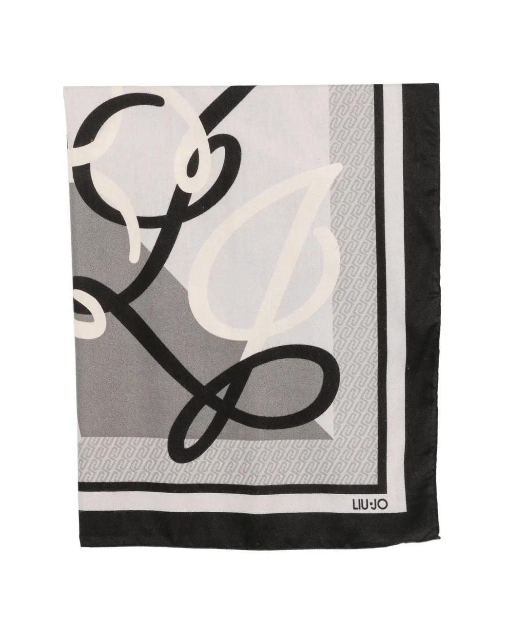 Liu Jo Gray Logo-Print Border Scarf