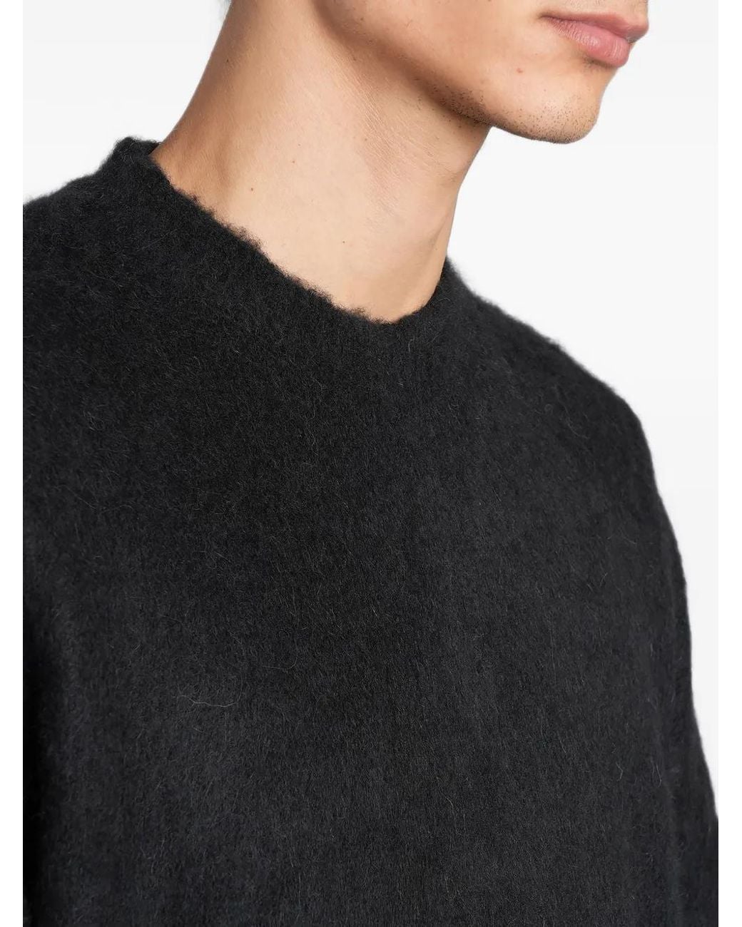 Laneus Black Brushed-Knit Sweater for men