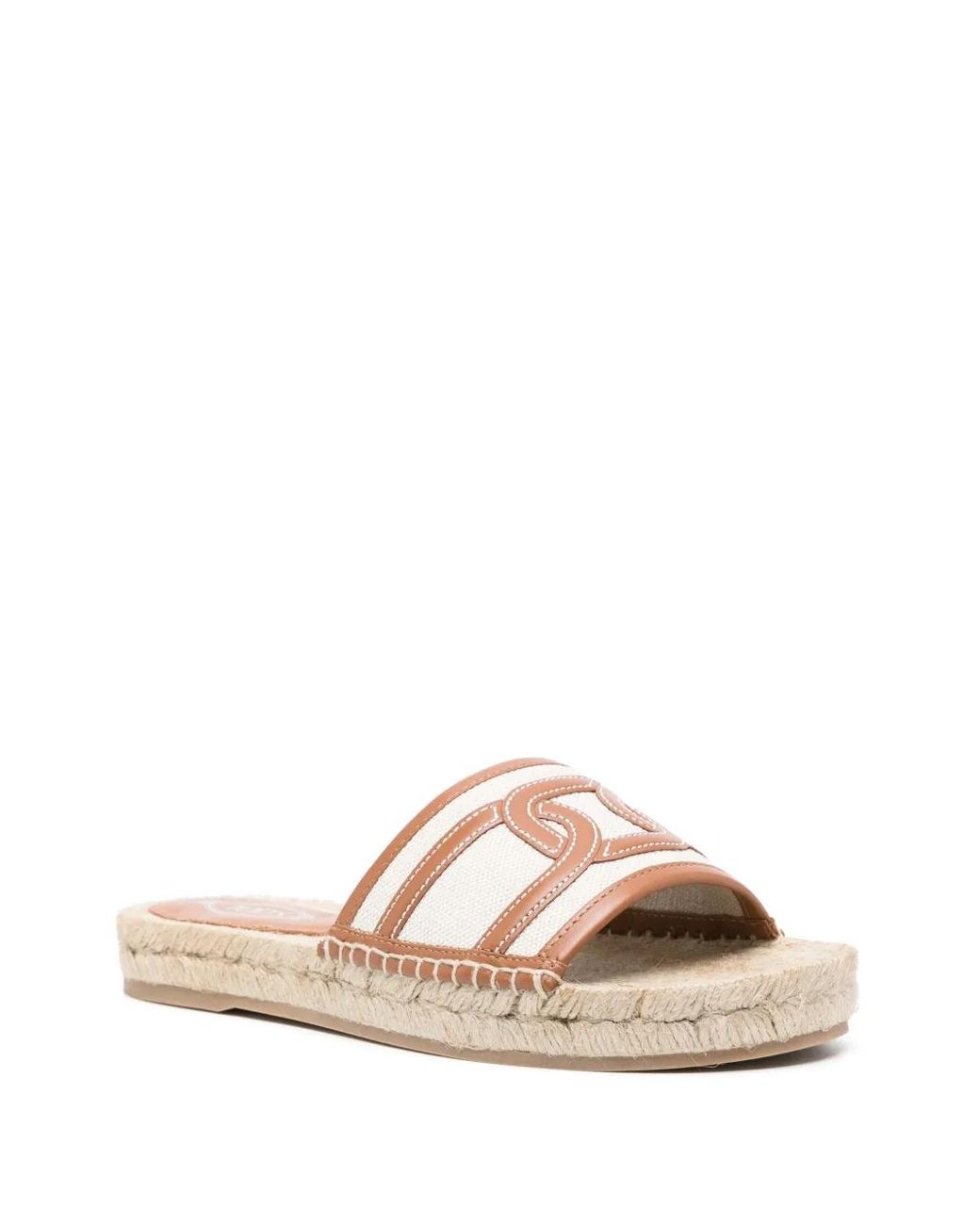 Tod's Pink Rafia Leather Flat Sandals