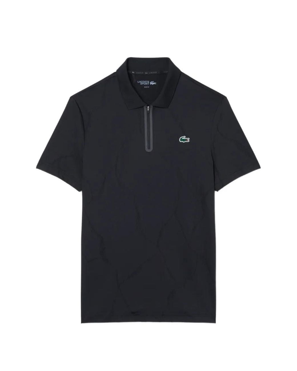 Lacoste Black Ultra Dry Jacquard Crocodile Tennis Polo Shirt for men