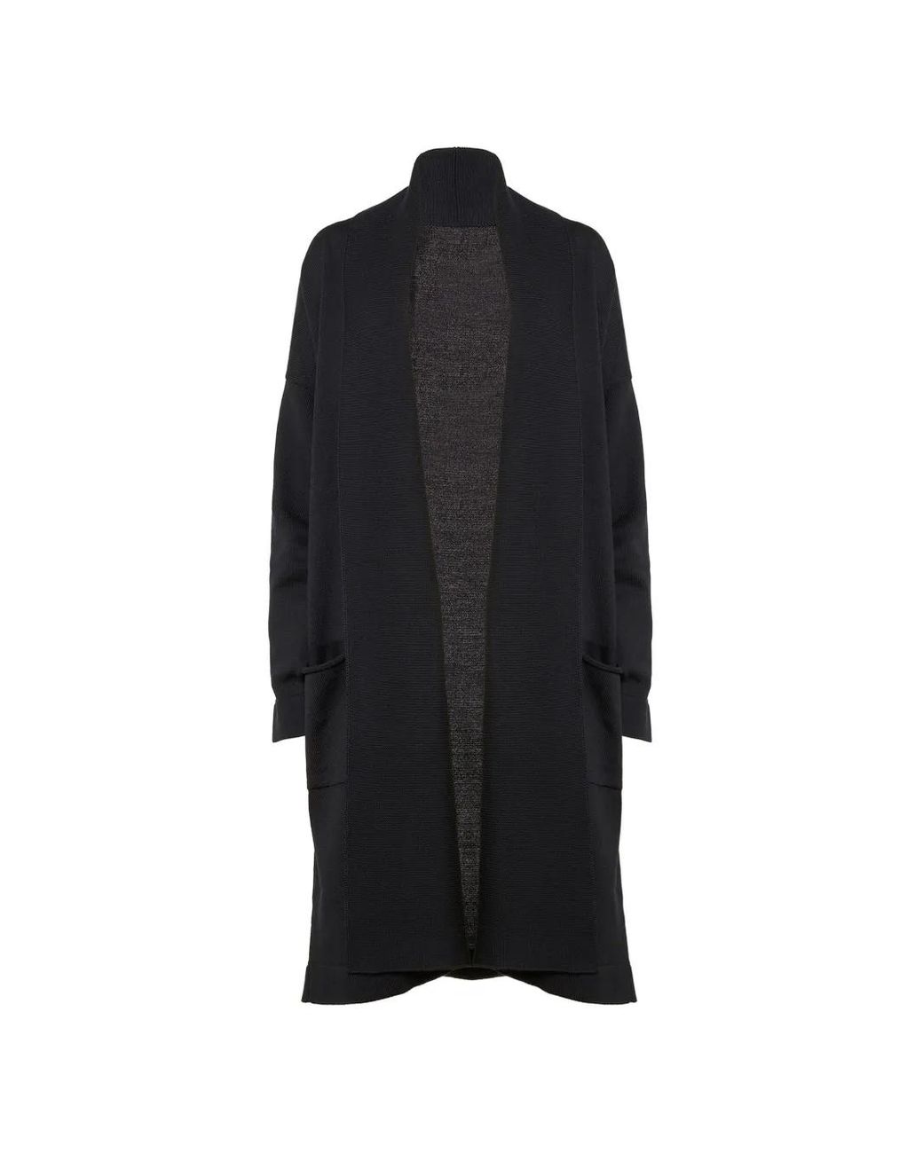 Wolford Black Merino-Knitted Mid-Length Cardigan