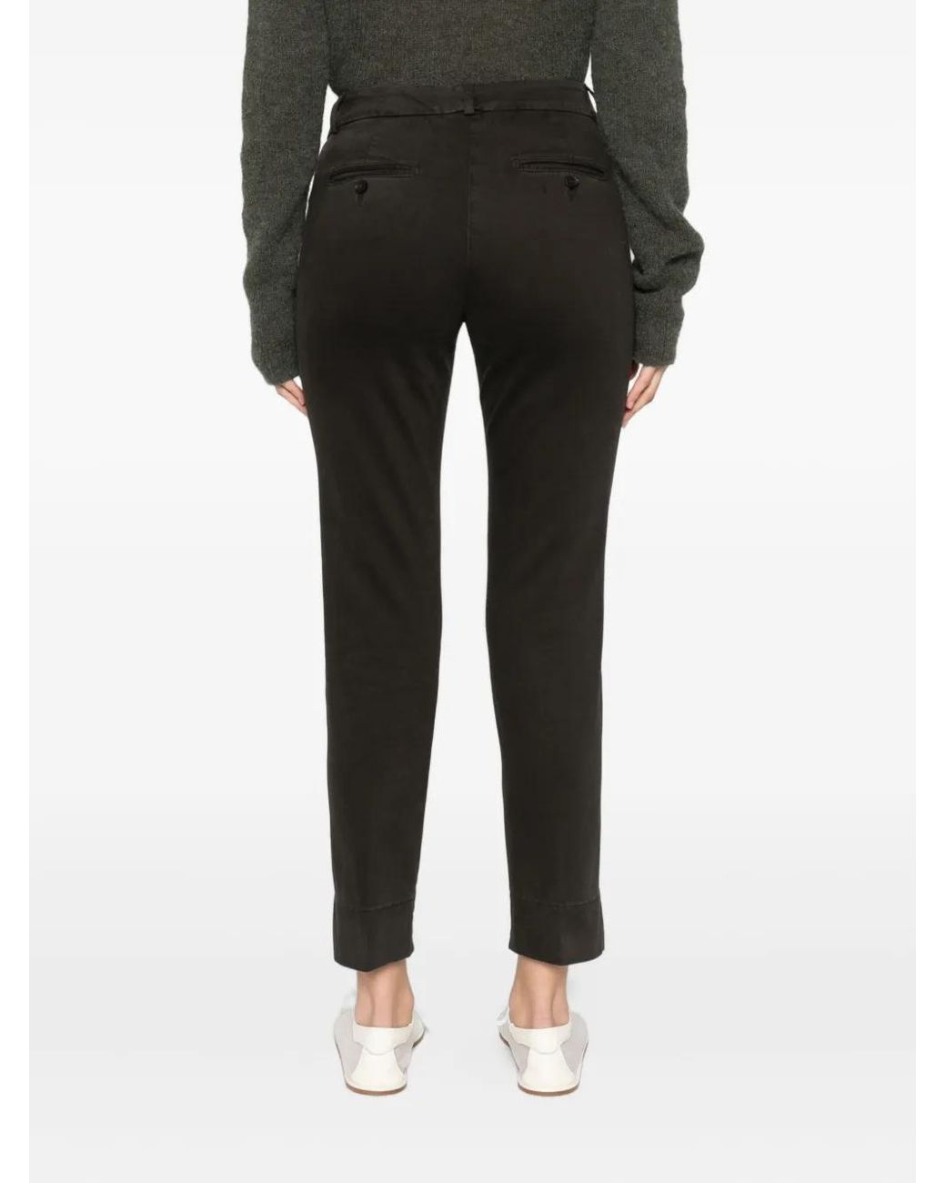 Peserico Black Logo-Detail Cotton Trousers