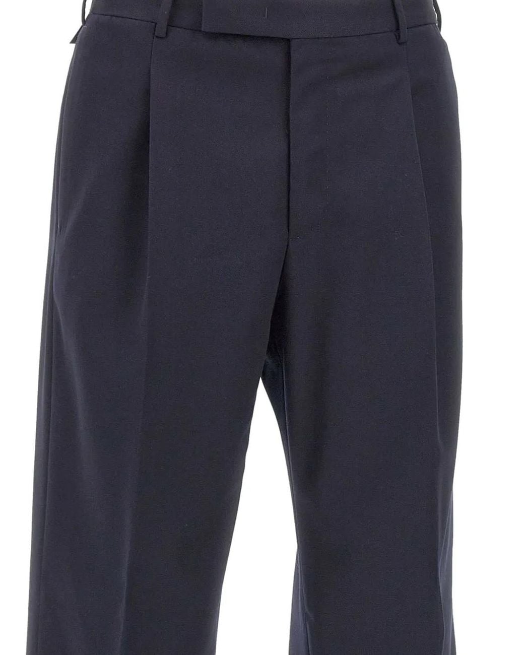 PT Torino Blue Single-Pleat Wool Trousers for men