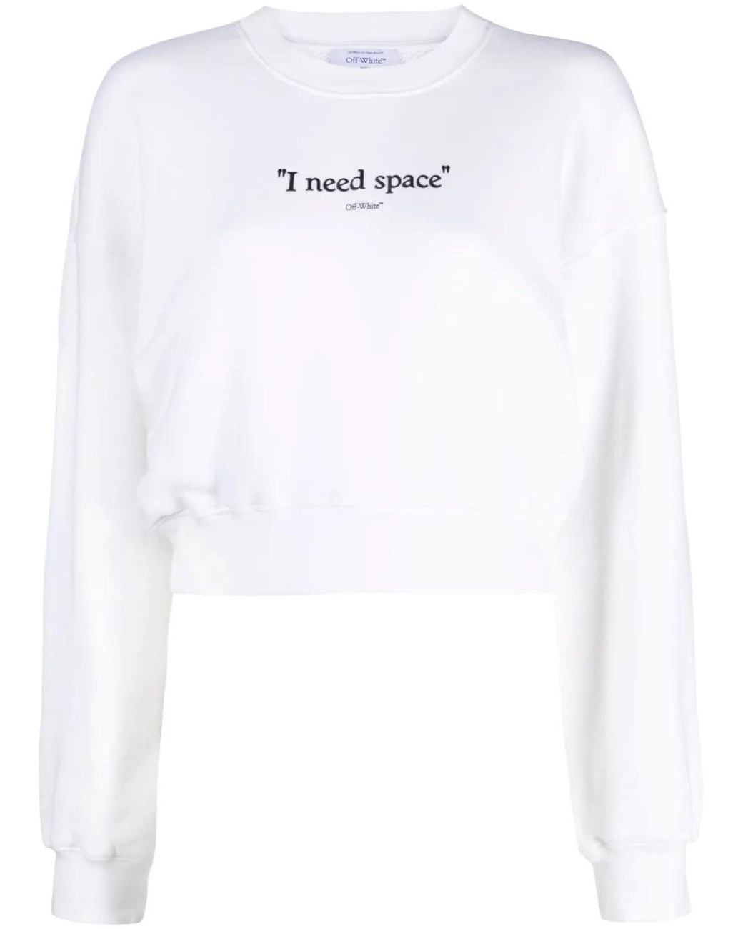 Off-White c/o Virgil Abloh White Slogan-Print Cropped Cotton Sweatshirt