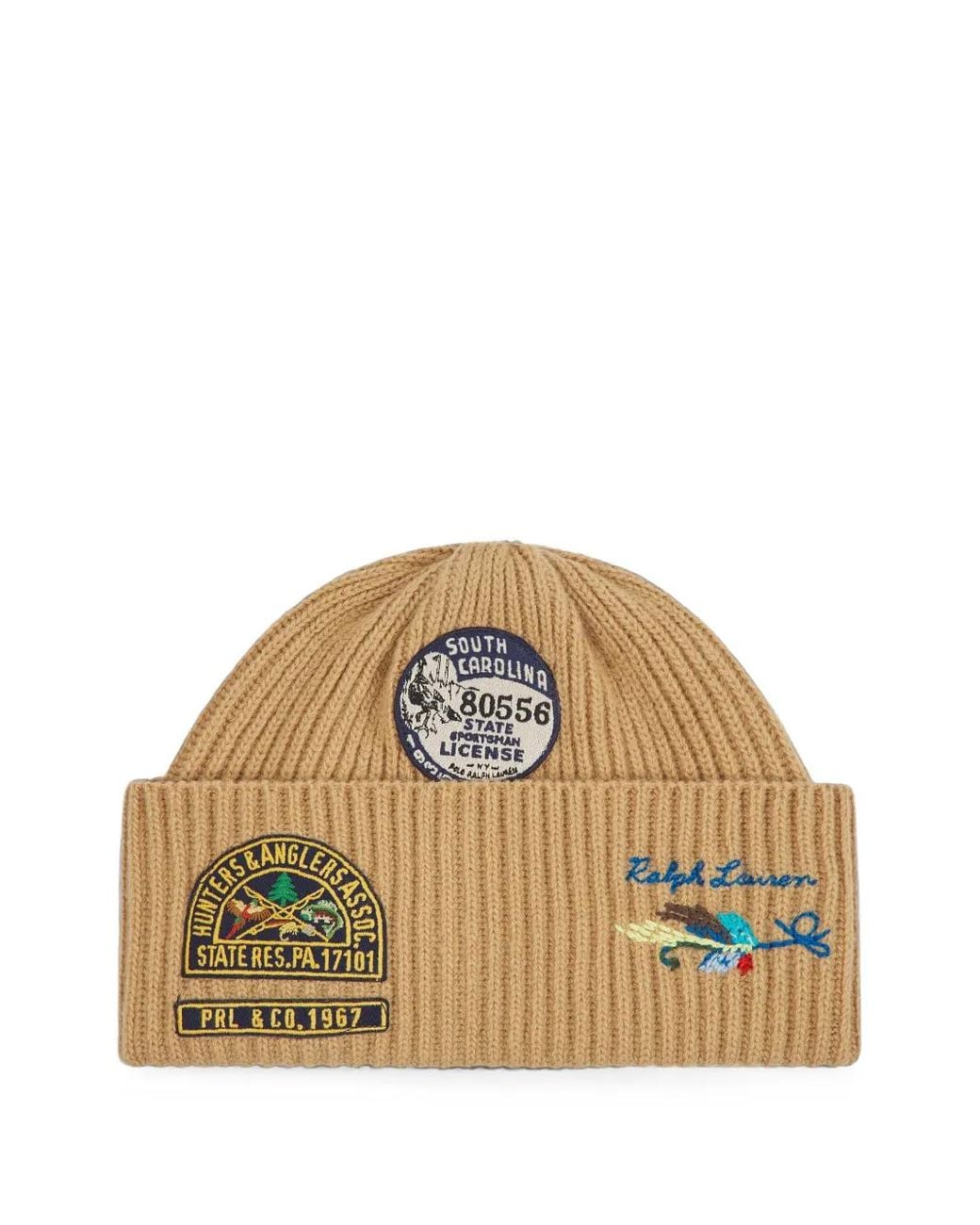 Polo Ralph Lauren Metallic Patch-Detail Ribbed-Knit Beanie for men