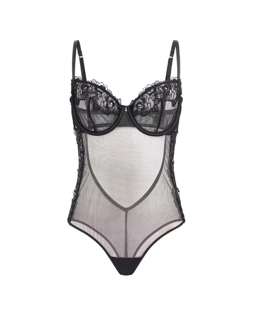 Guess Black Lea Floral Lace Bodysuit