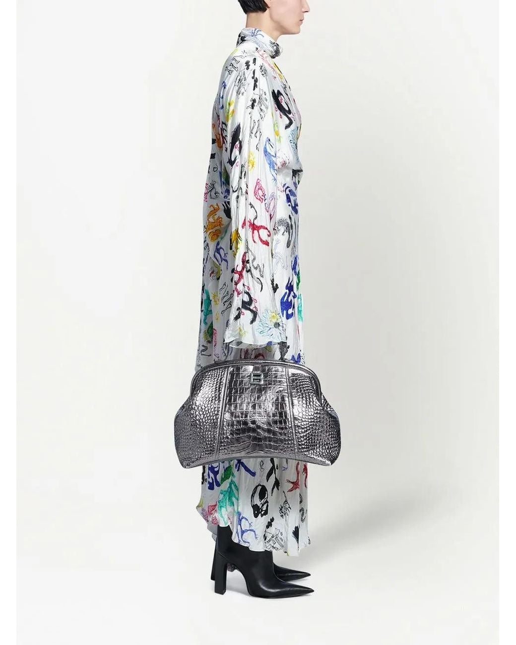 Balenciaga White Artist Doodles Twisted Dress