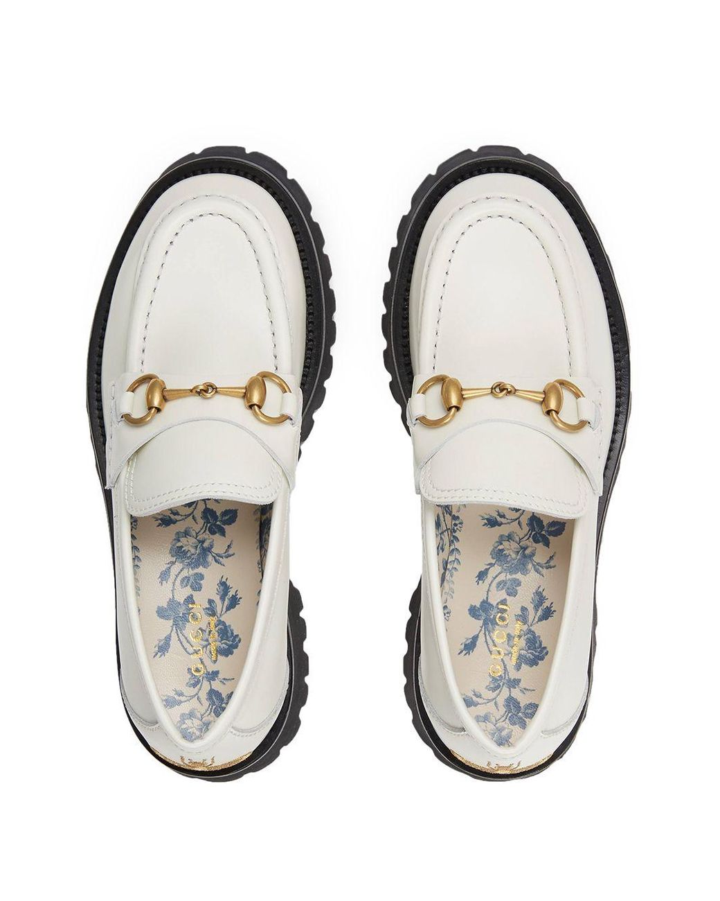 Gennemvæd Hej voksen Gucci Lug Sole Horsebit Loafer in White | Lyst