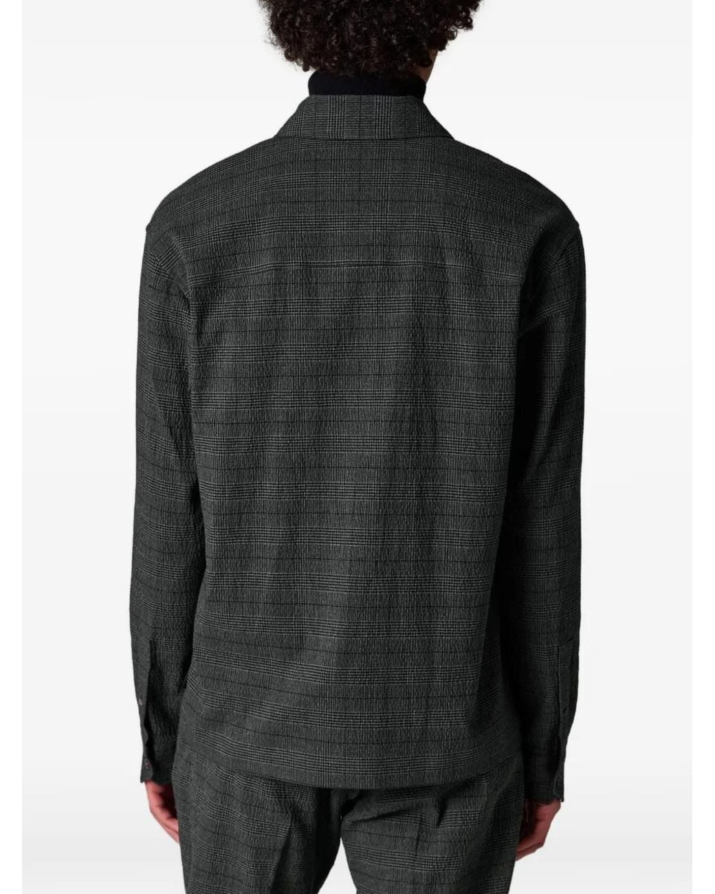 Paul Smith Black Textured-Cotton Check Zip Overshirt for men