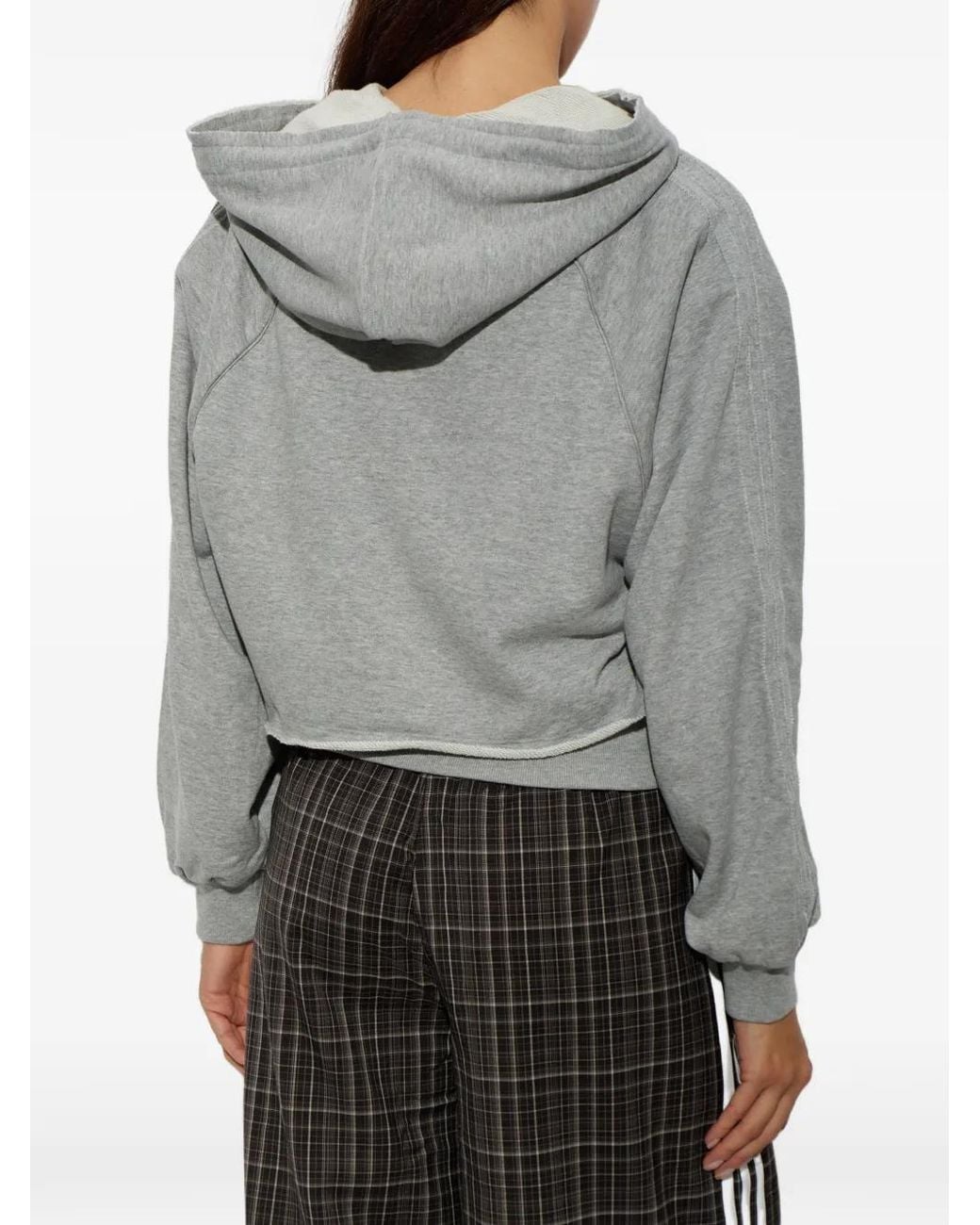 Adidas Gray Layered-Effect Cropped Hoodie