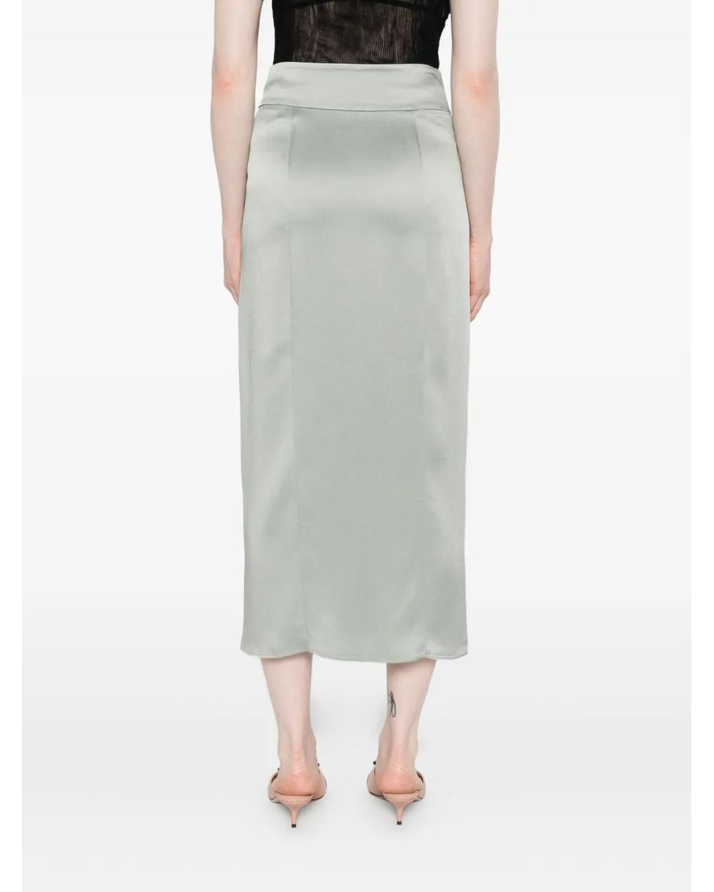 Forte_forte Gray Straight Midi Skirt