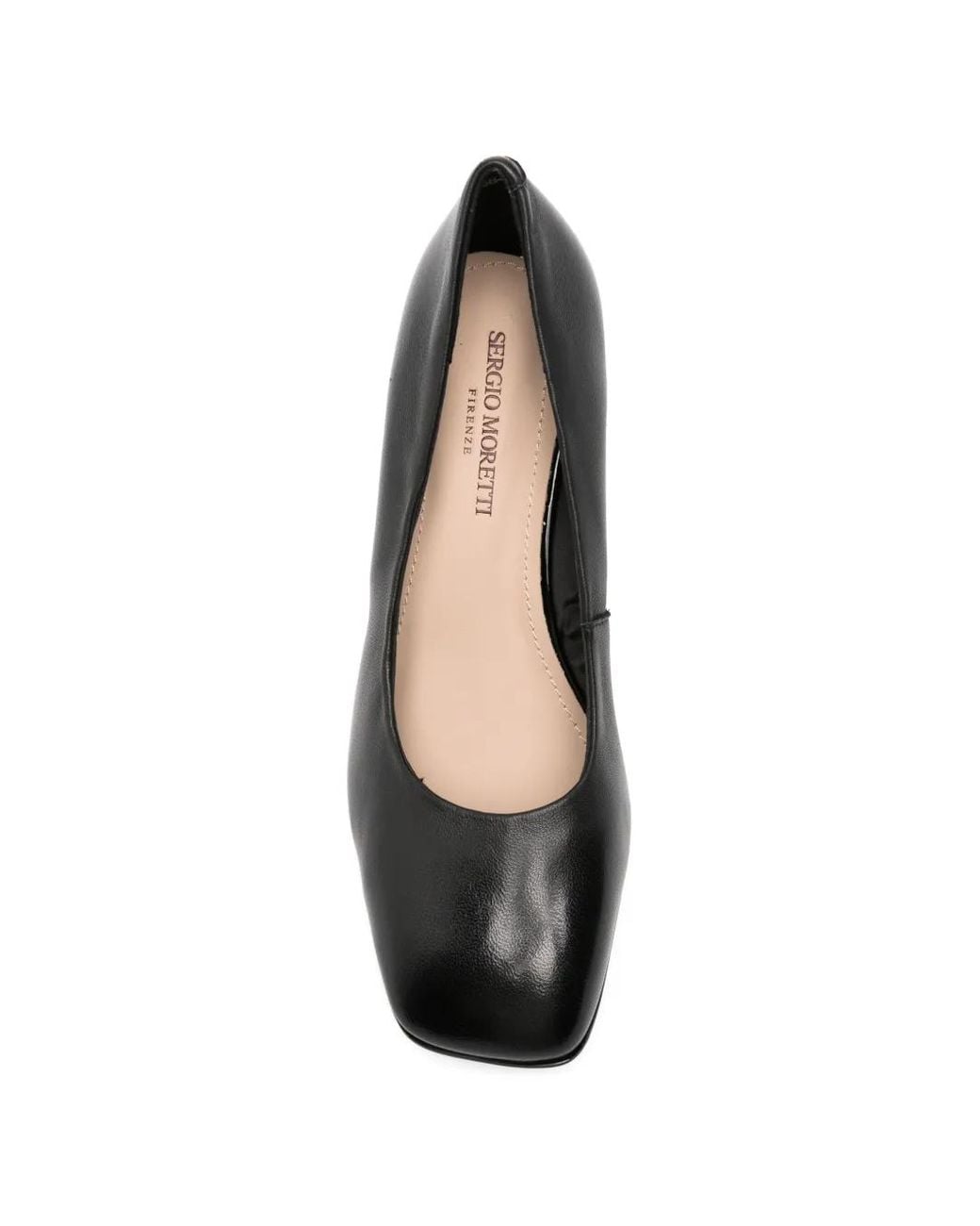 SERGIO MORETTI FIRENZE Black Square-Toe Block-Heel Pumps