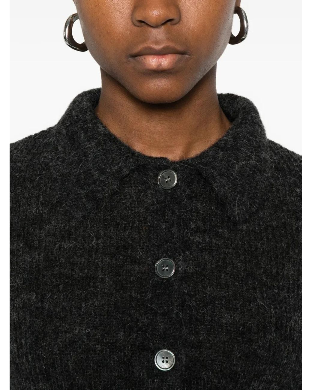 Our Legacy Black Textured Button-Up Cardigan
