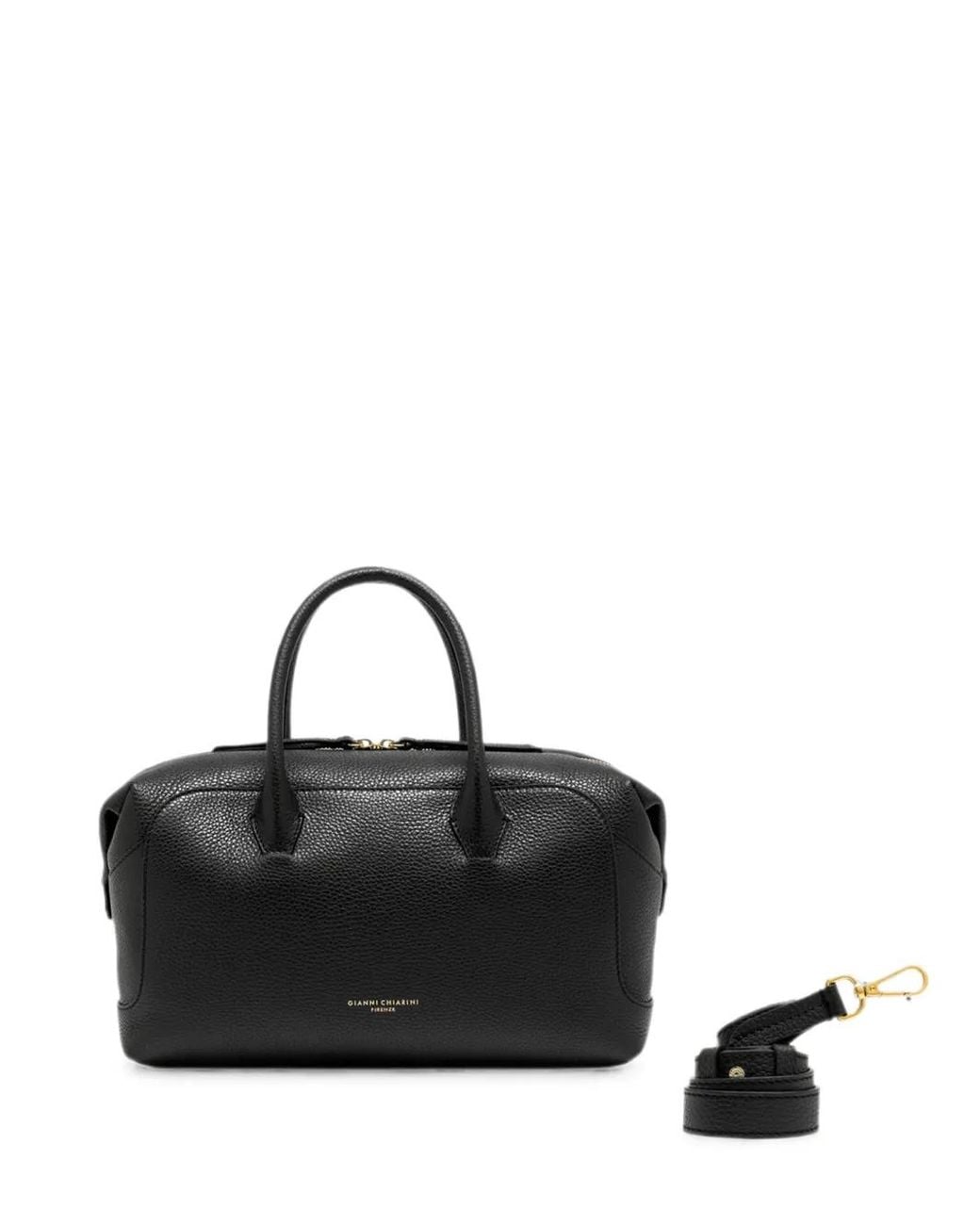 Gianni Chiarini Black Gemma Grained Leather Satchel