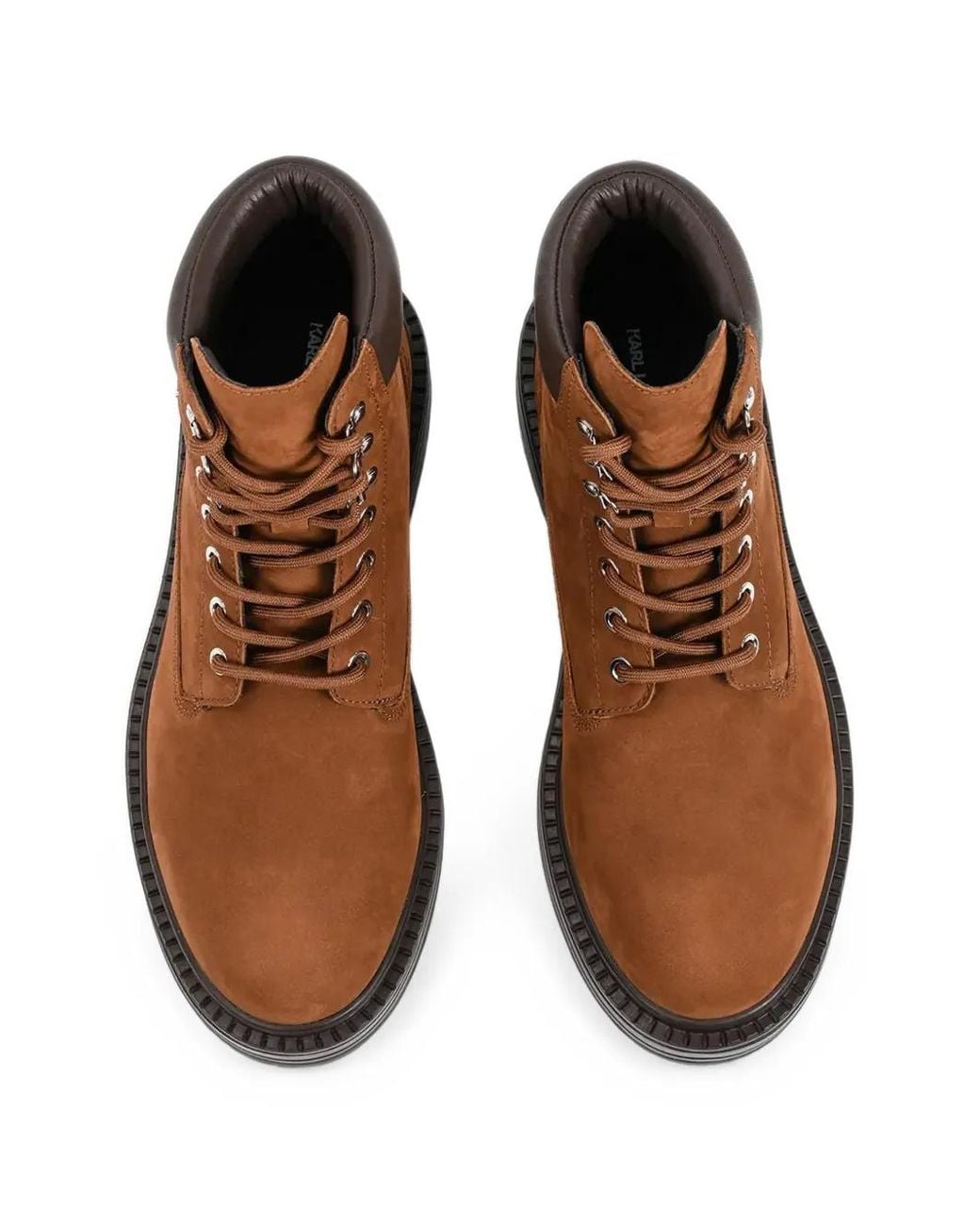 Karl Lagerfeld Brown Lace-Up Panelled Boots for men