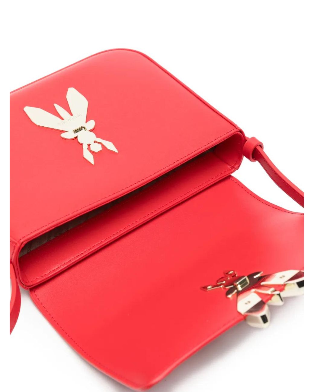 Patrizia Pepe Red Essential Fly Leather Shoulder Bag