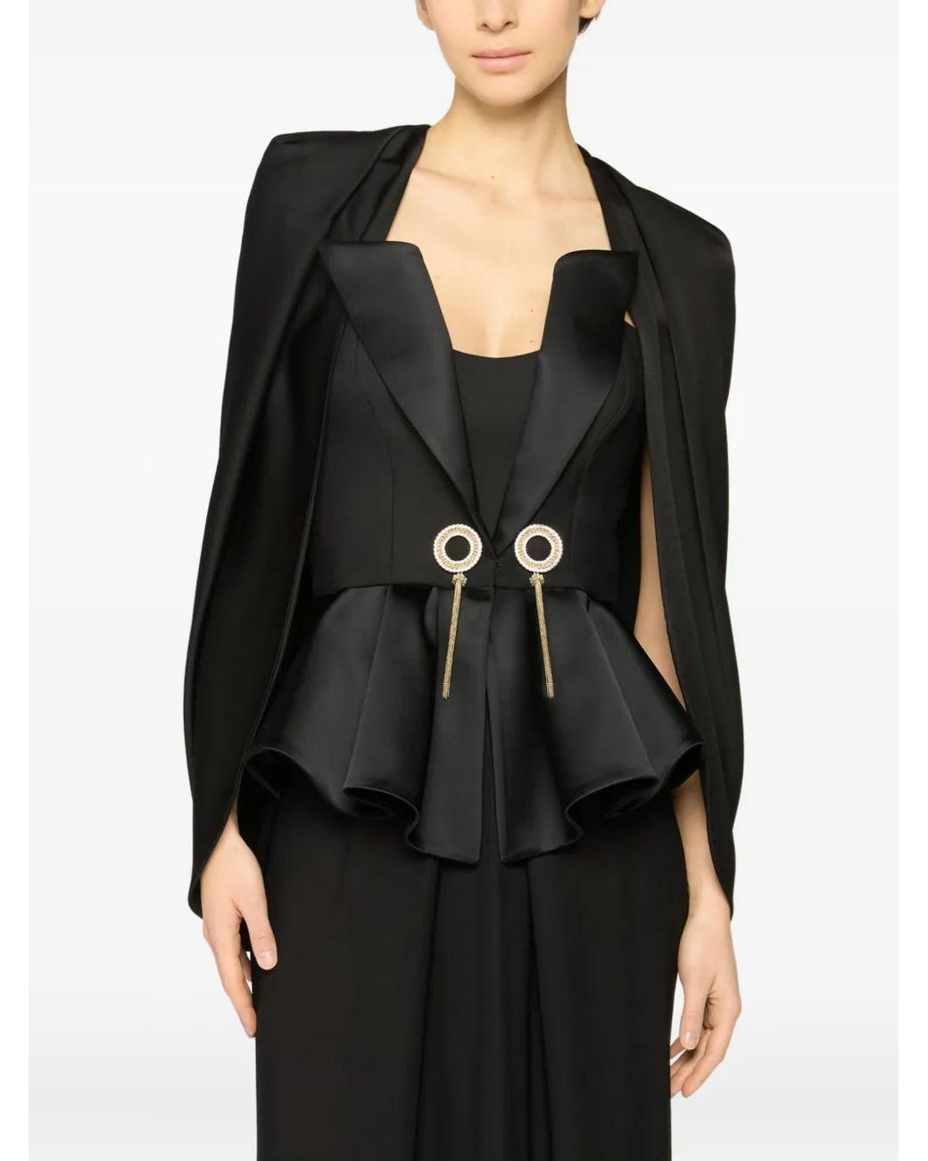 Genny Gedrapeerde Cape in het Black