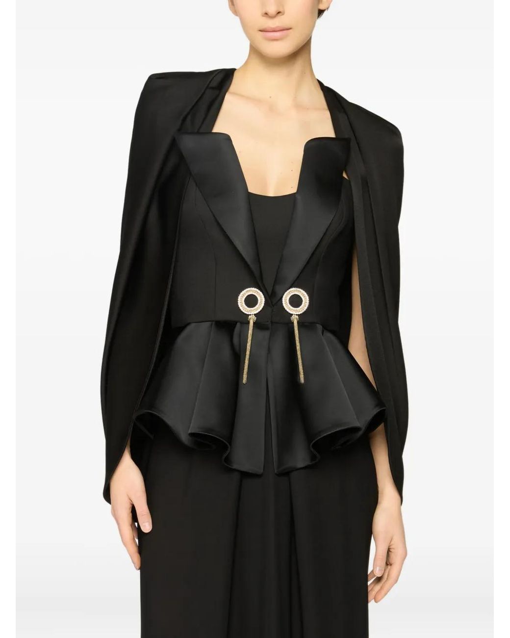 Genny Draped Cape in Black | Lyst