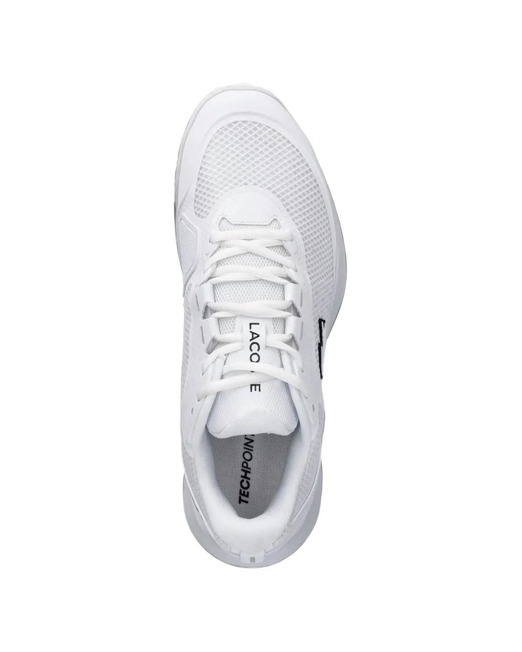 Lacoste White Tech Point Logo-Patch Mesh-Panel Sneakers for men