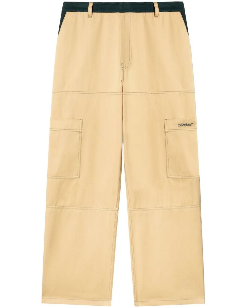 Off-White c/o Virgil Abloh Yellow Contrasting Waistband And Stitch Cargo Pants for men