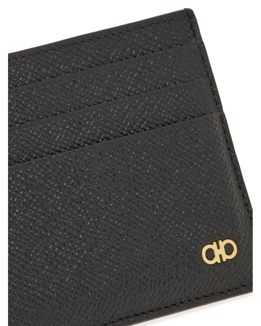 Ferragamo Black Micro Gancio Leather Card Case for men