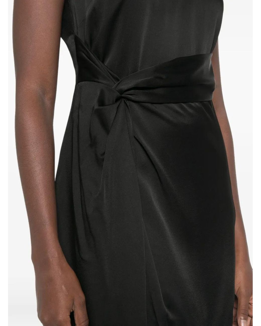Rohe Black Twist-Detail Sleeveless Midi Dress