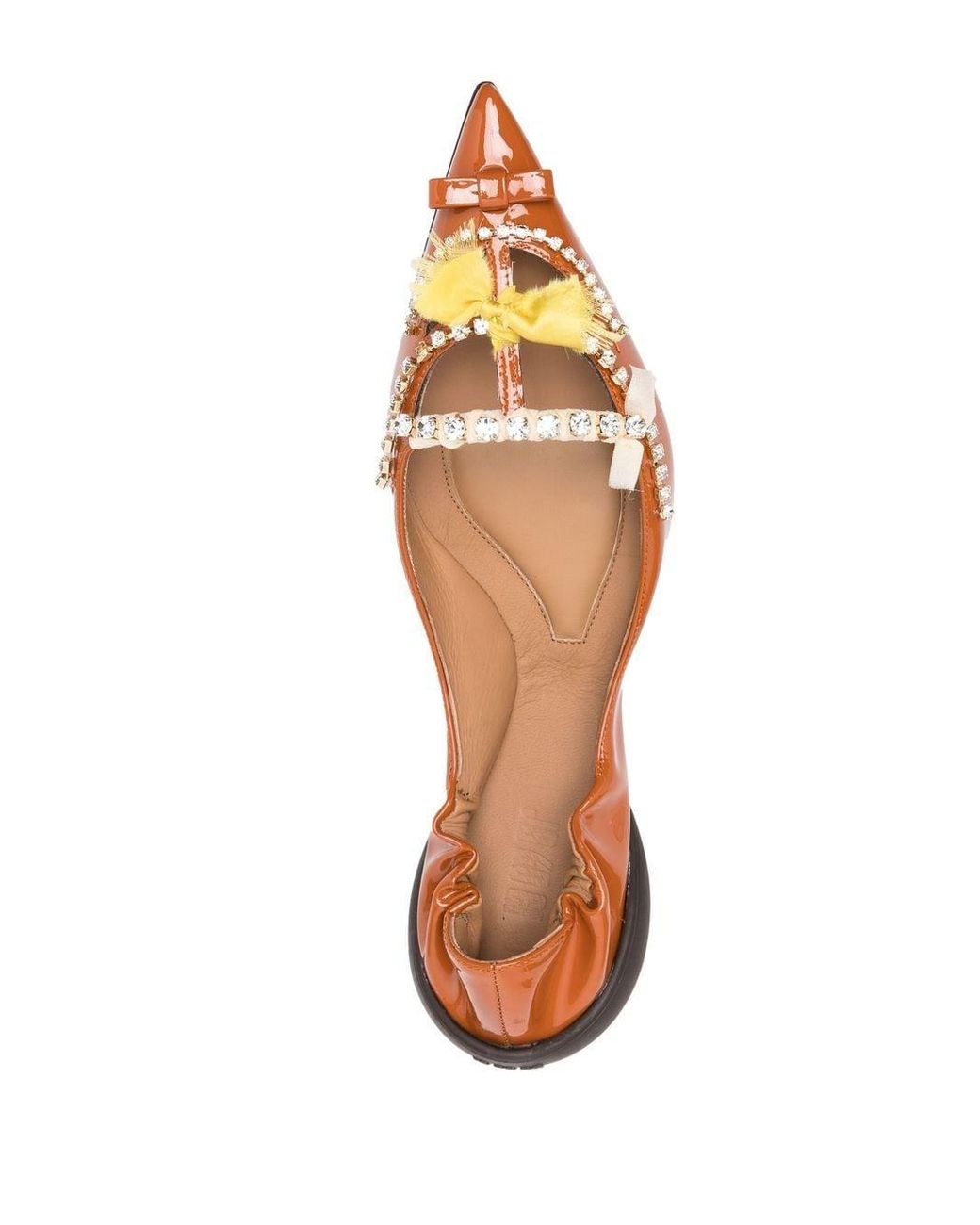 13 09 SR Miky Crystal-embellished Ballerina Shoes in Brown | Lyst