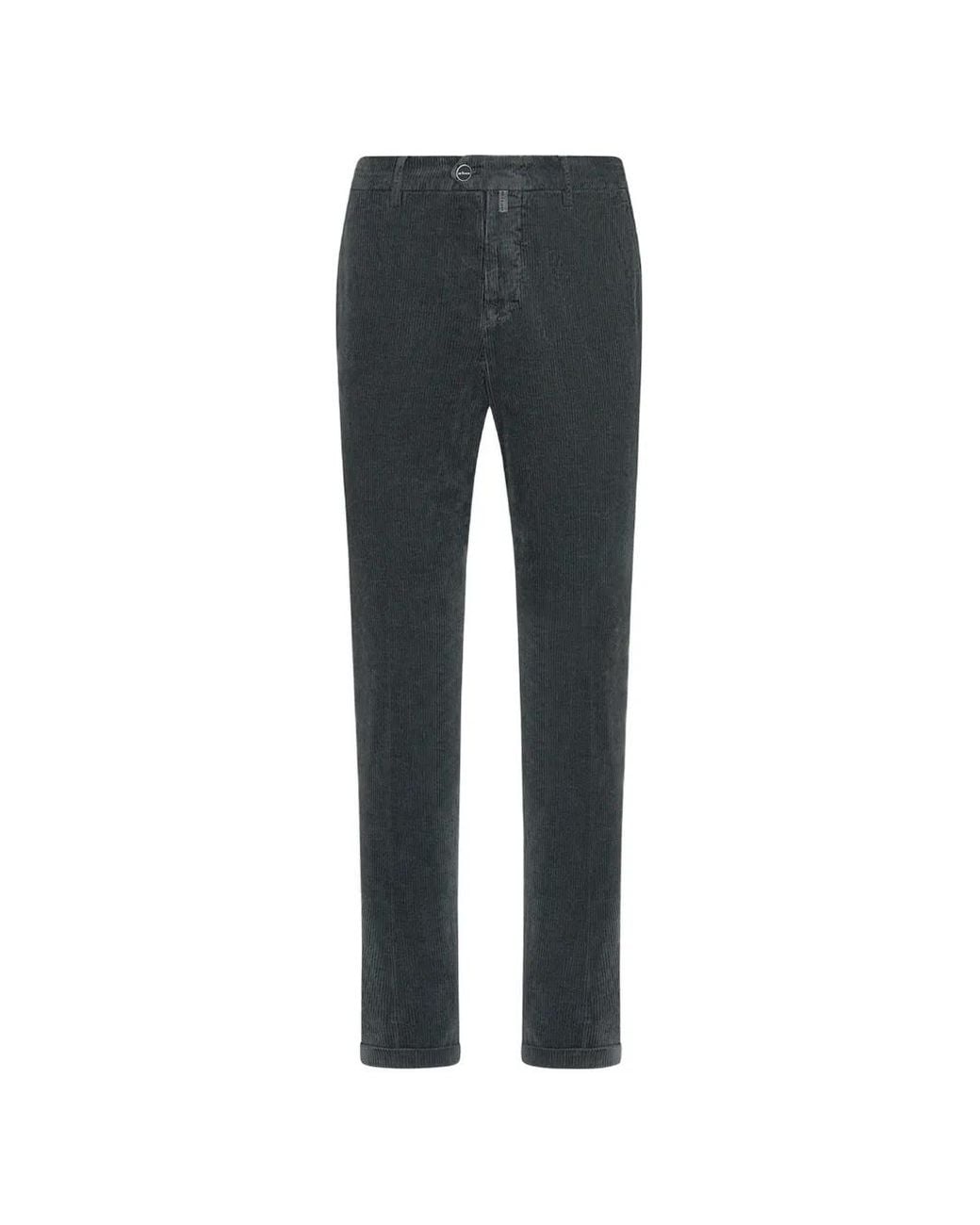 Kiton Blue Corduroy Straight Trousers for men