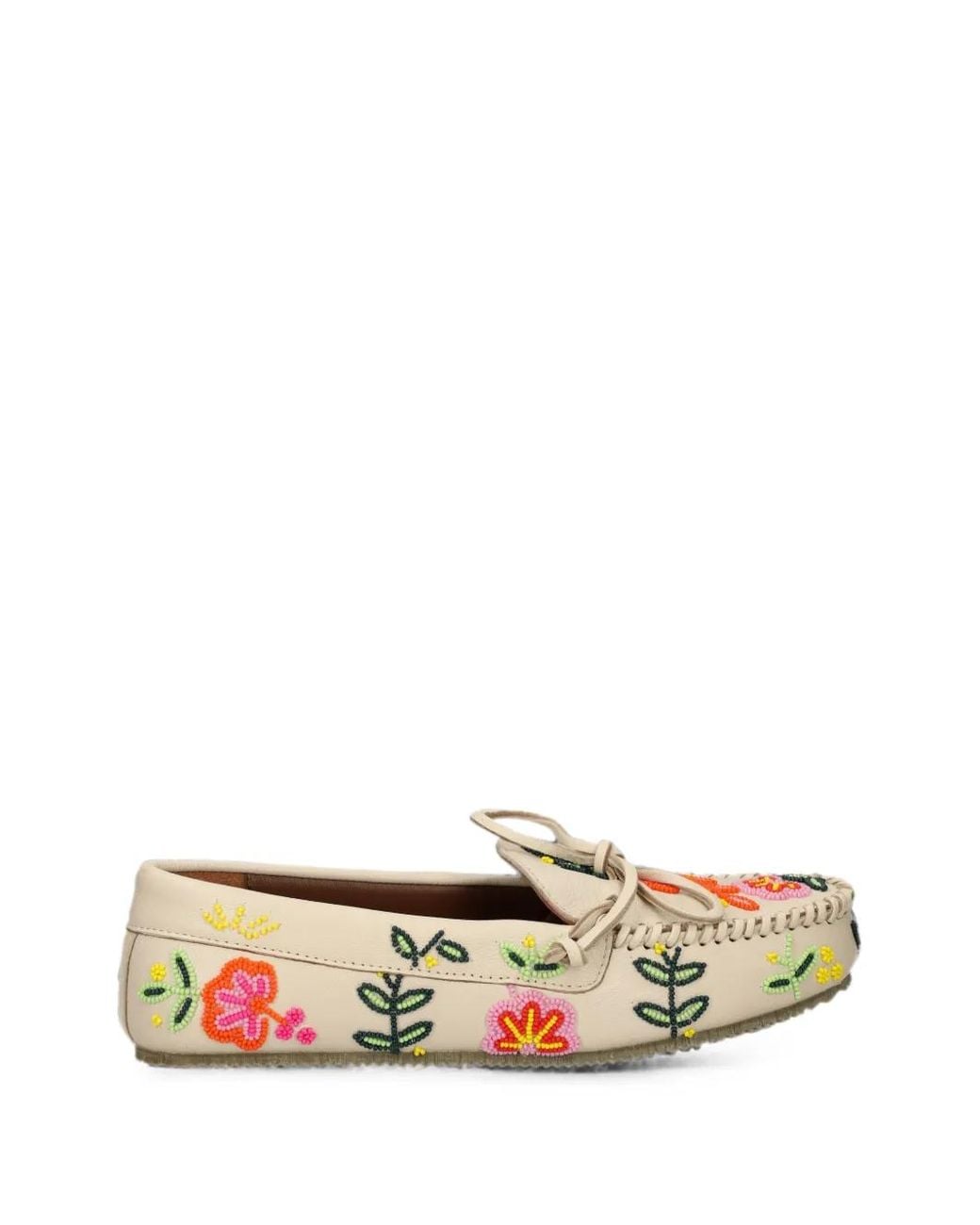 De Siena Shoes White Arianna Bead-Embellished Leather Loafers