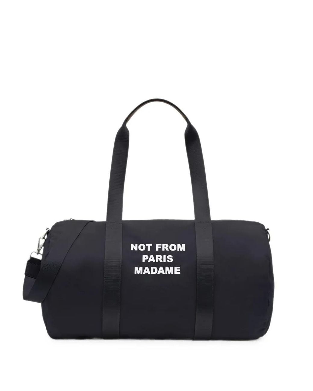 Drole de Monsieur Black Slogan-Print Holdall Bag for men