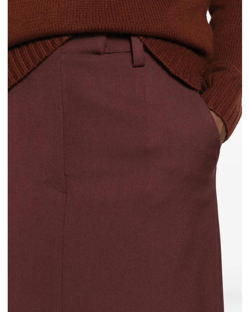 Brunello Cucinelli Purple Front-Slit Midi Skirt