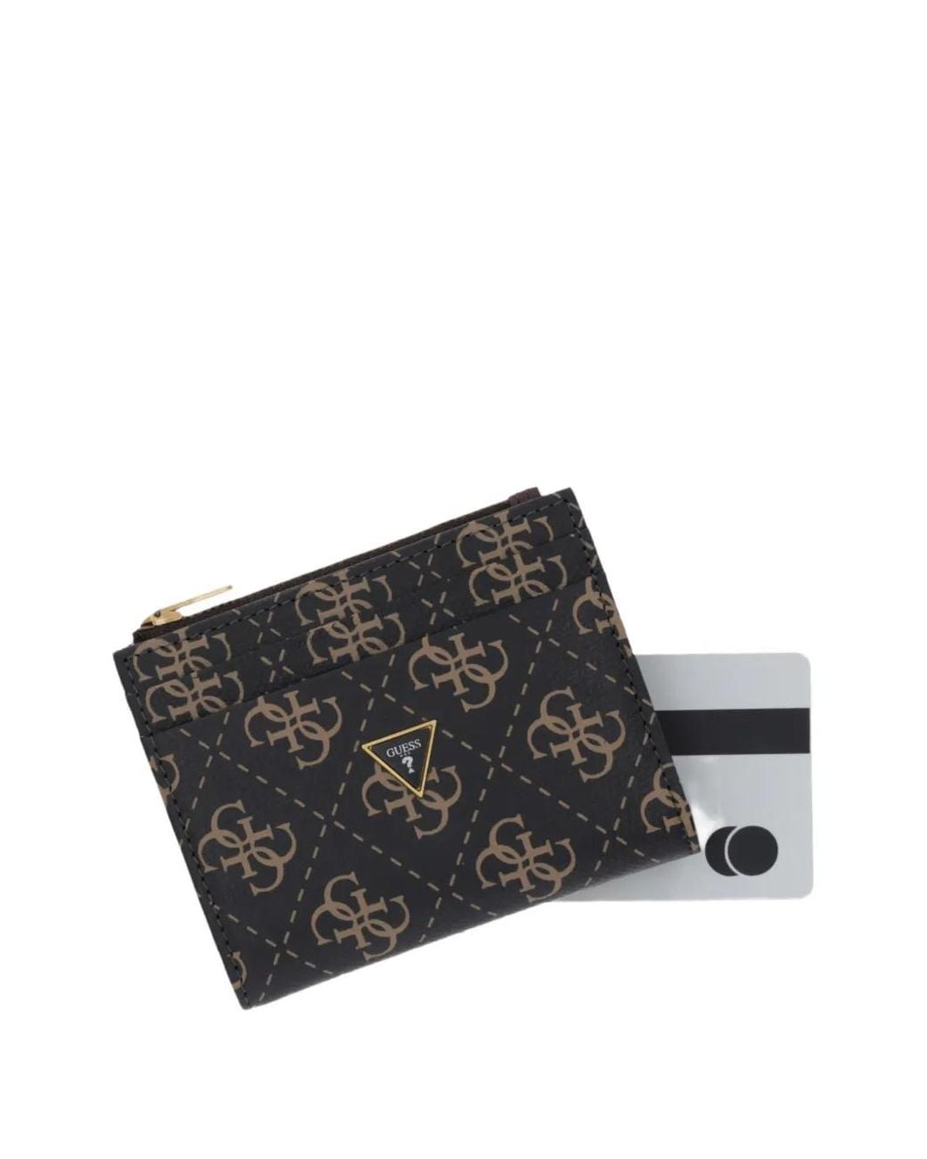Guess Black Milano Logo-Pattern Card Holder for men