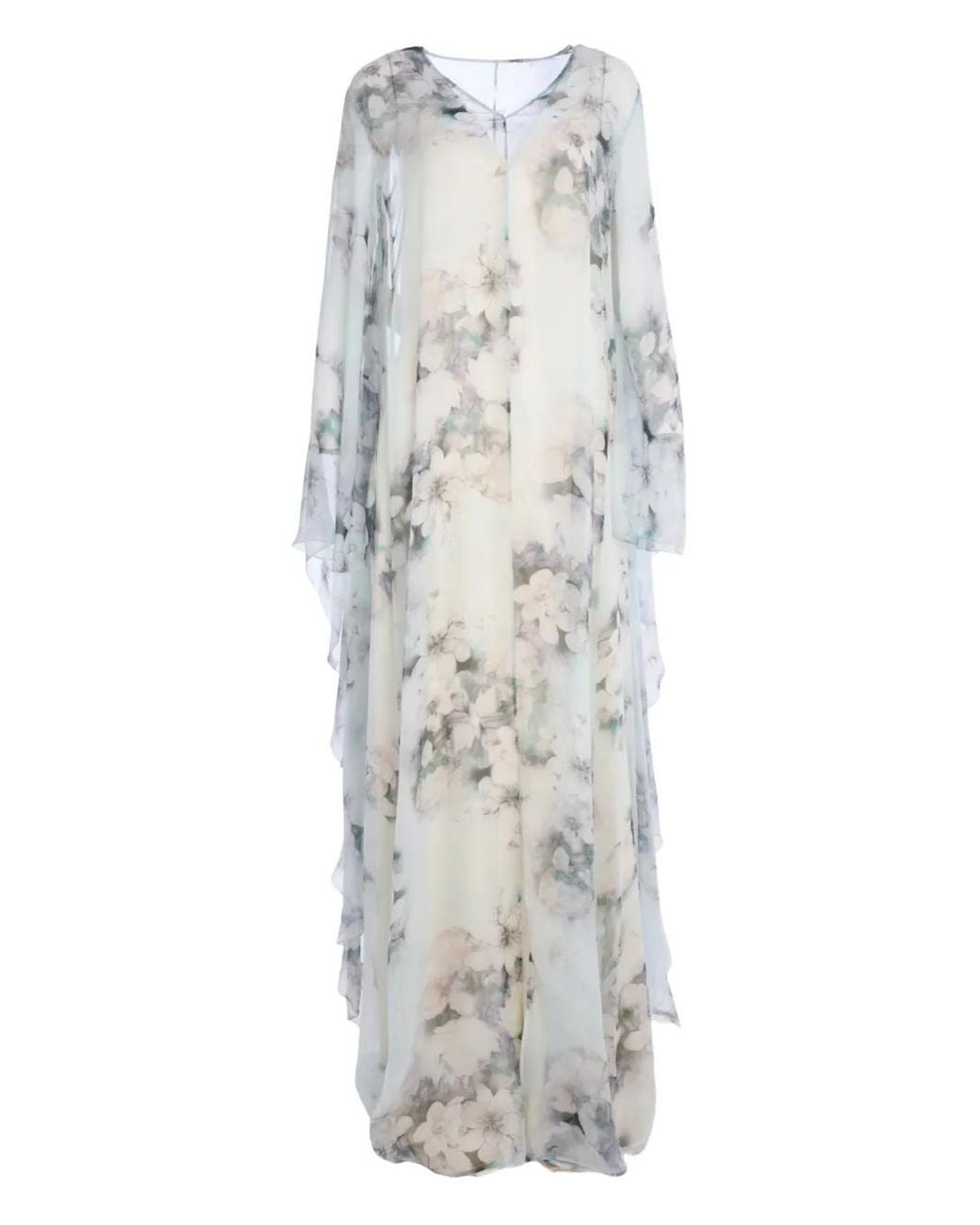 Alberta Ferretti White Floral-Print Maxi Dress