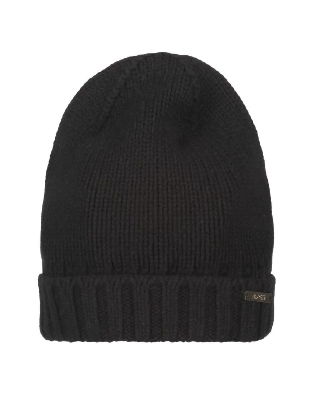 Moorer Black Vetta Ribbed-Knit Beanie Hat