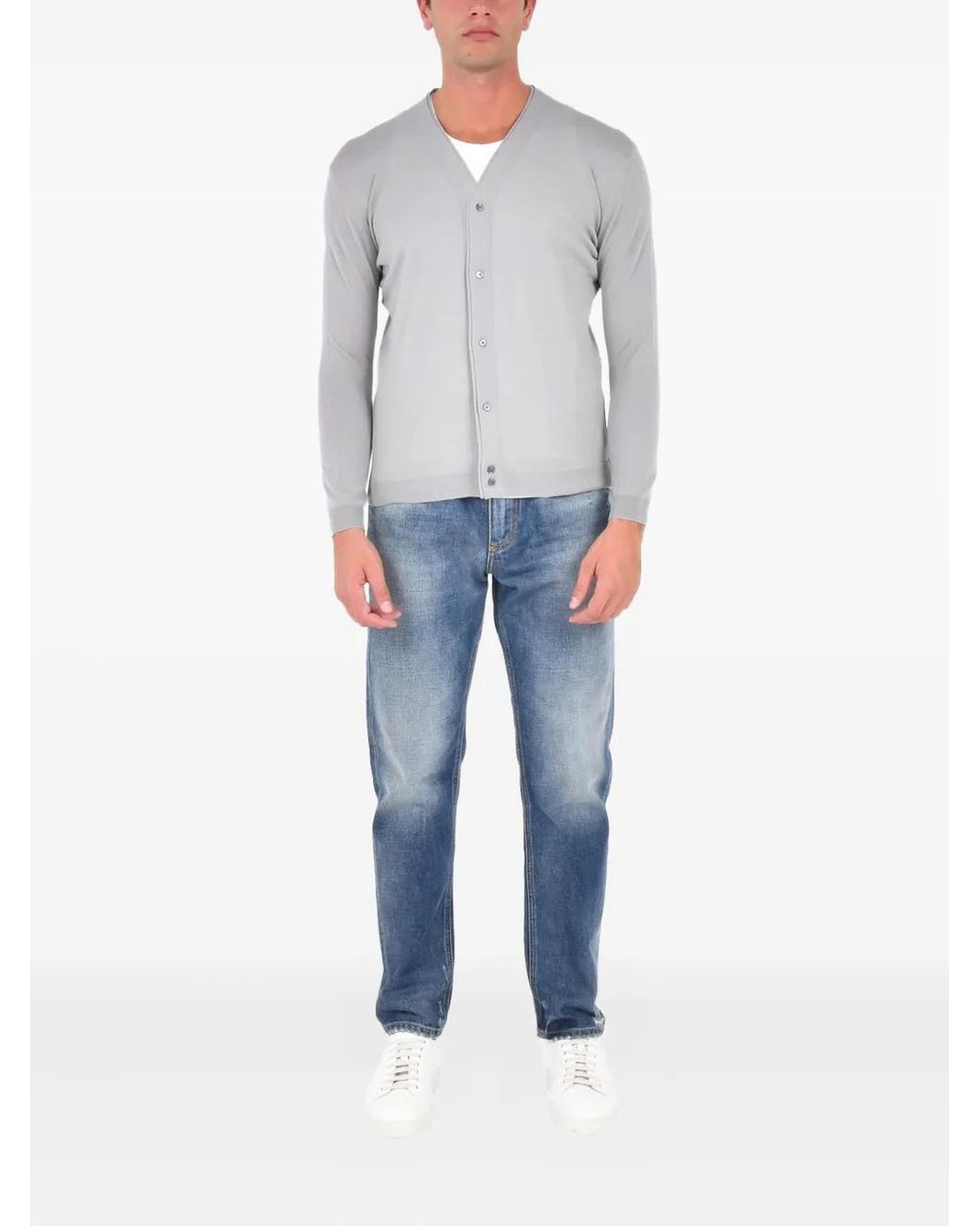 Low Brand Gray Cardigan À Boutonnière for men