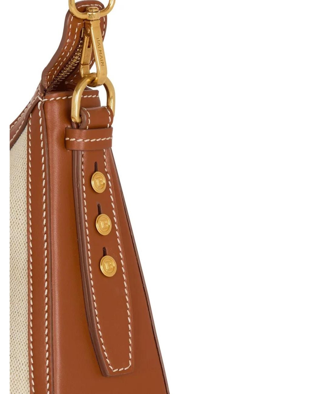 Balmain Natural B-Buzz Canvas Shoulder Bag