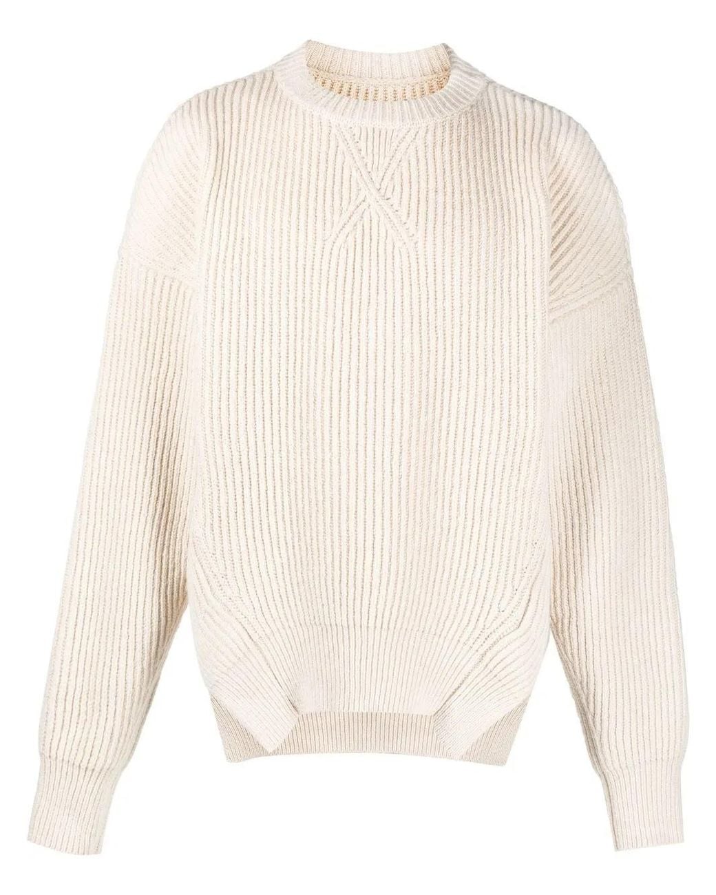 Jil Sander Gerippter Strickpullover in White für Herren