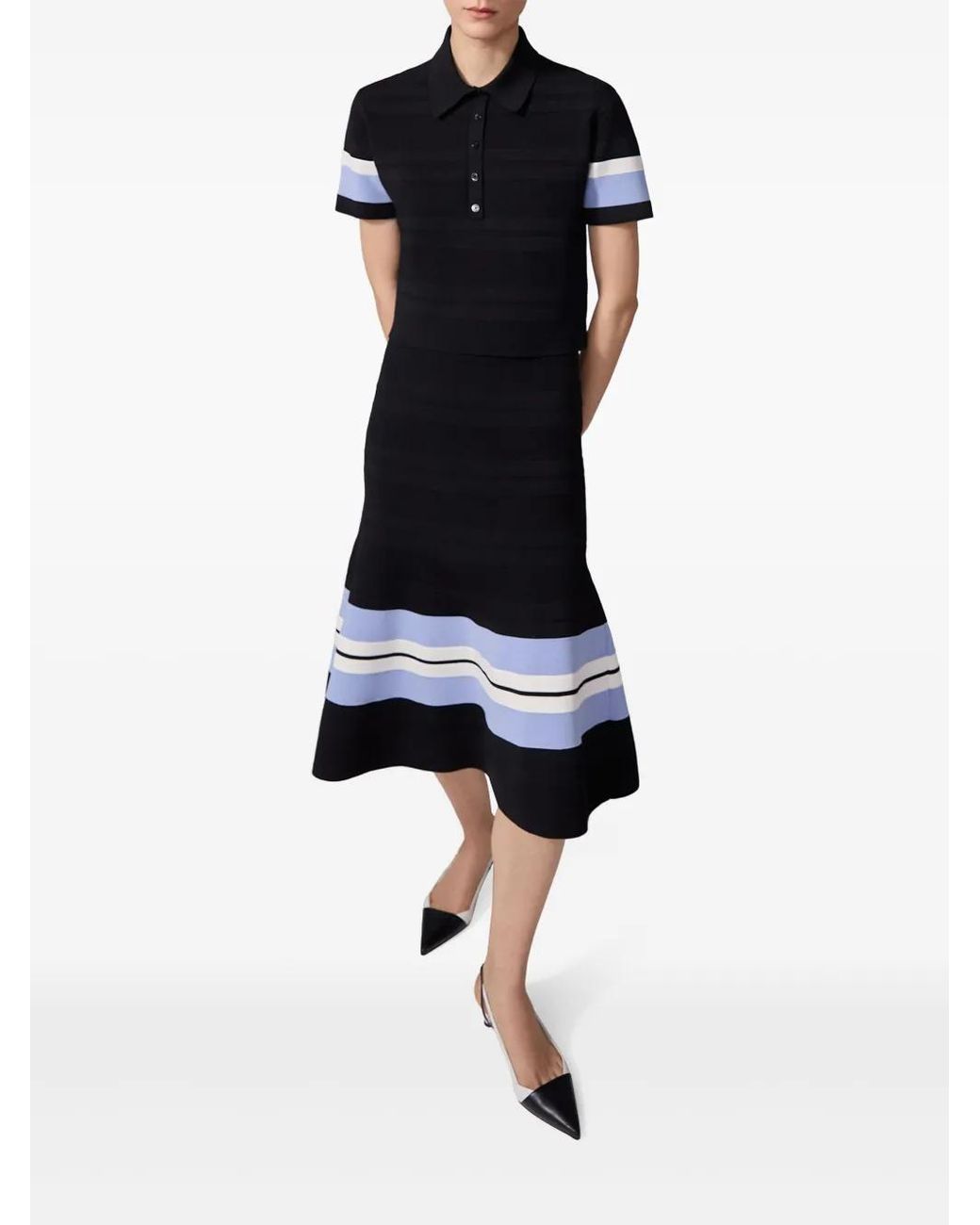 Carolina Herrera Black Striped Midi Skirt
