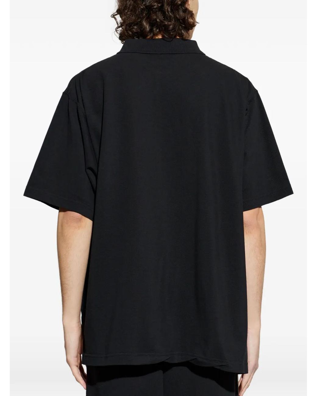 Balenciaga Black Polo Shirt With Embroidered Logo for men