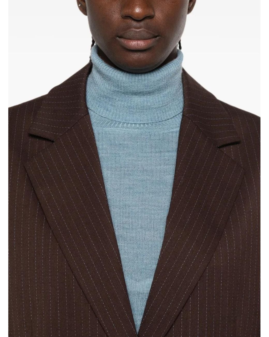 Sandro Brown Striped Suit Jacket