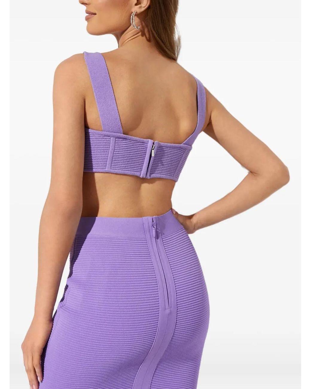 Hervé Léger Purple Corset Boucle Top
