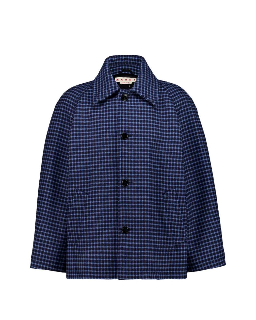 Marni Blue Buttoned Checked Jacket for men