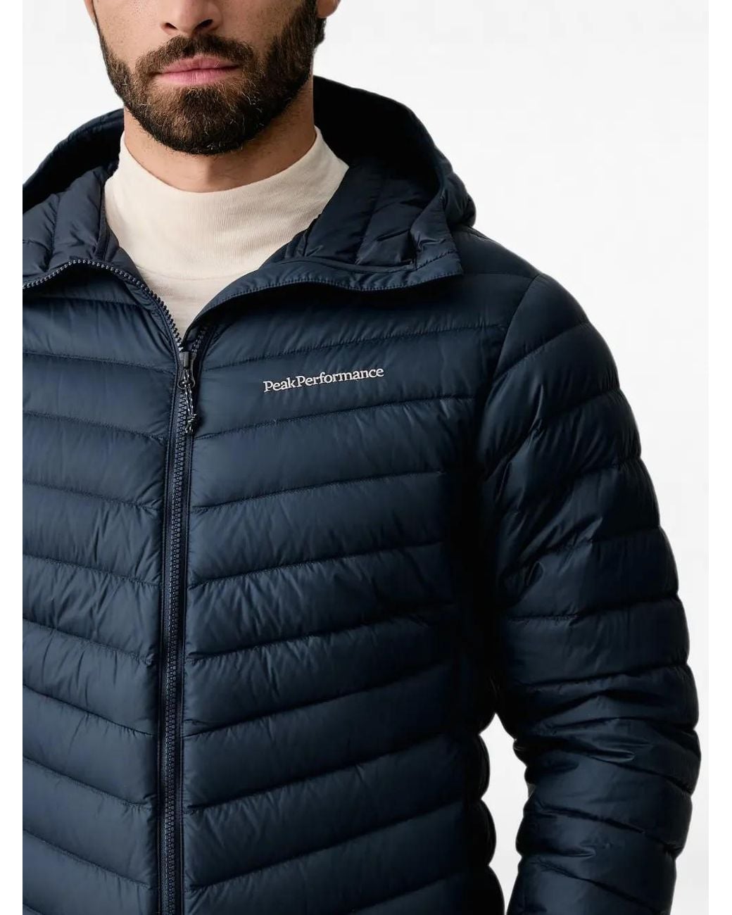 Peak Performance Blue Frost Hooded Quilted Jacket for men