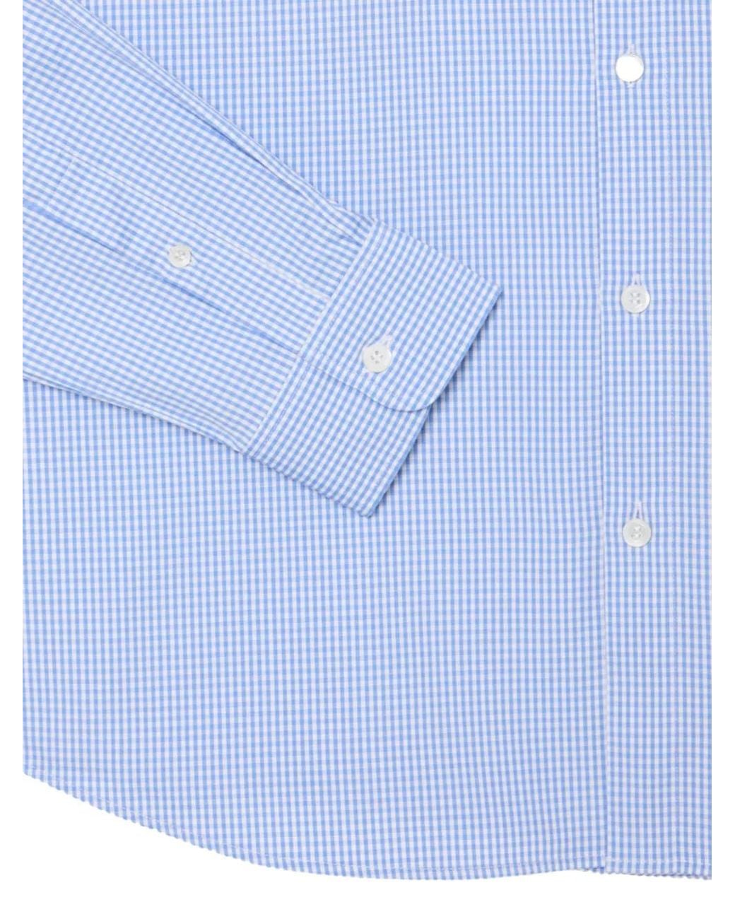 Lacoste Blue Regular-Fit Pinpoint Gingham Shirt for men