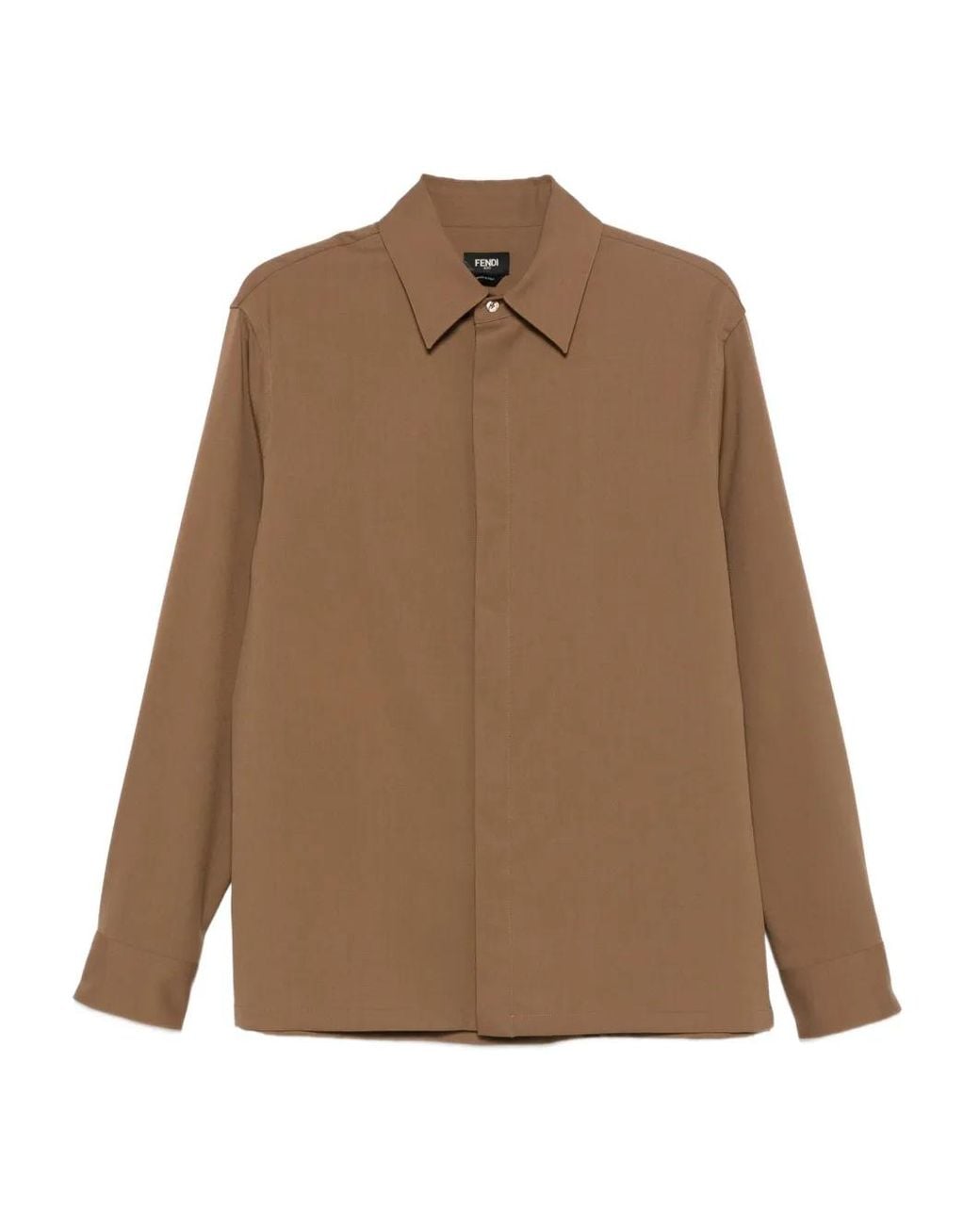 Fendi Brown Wool Gabardine Shirt for men
