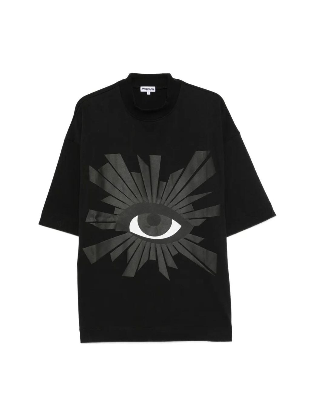 House of Errors Black Graphic-Print High-Neck T-Shirt for men