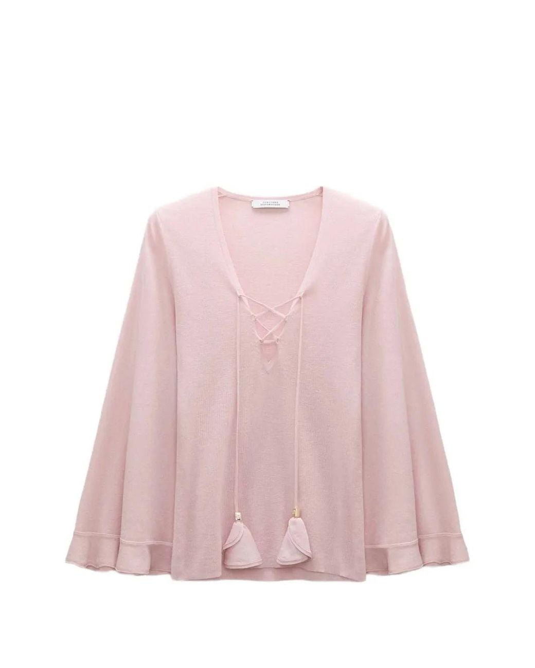 Dorothee Schumacher Pink Refined Essentials Lace-Up Flared-Sleeve Sweater