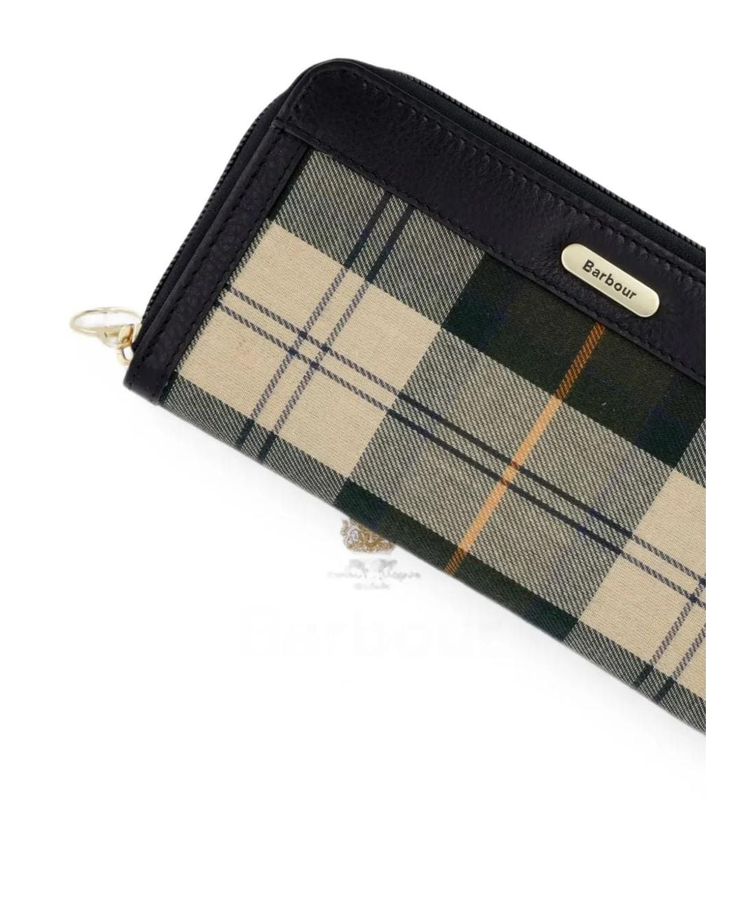 Barbour Black Daphne Tartan-Print Leather Wallet