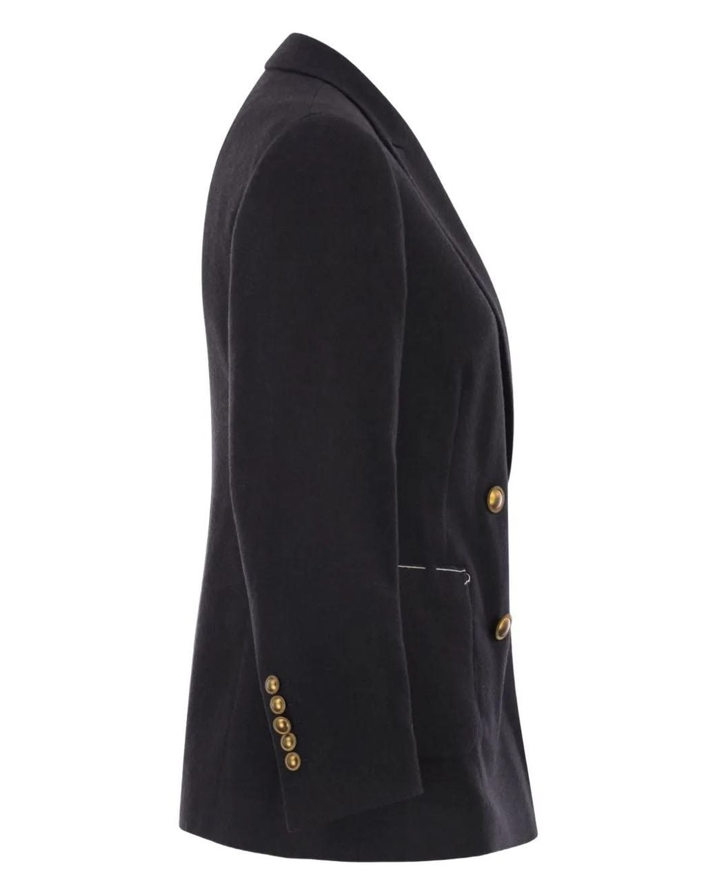 SAULINA Black Assunta Double-Breasted Button Jacket
