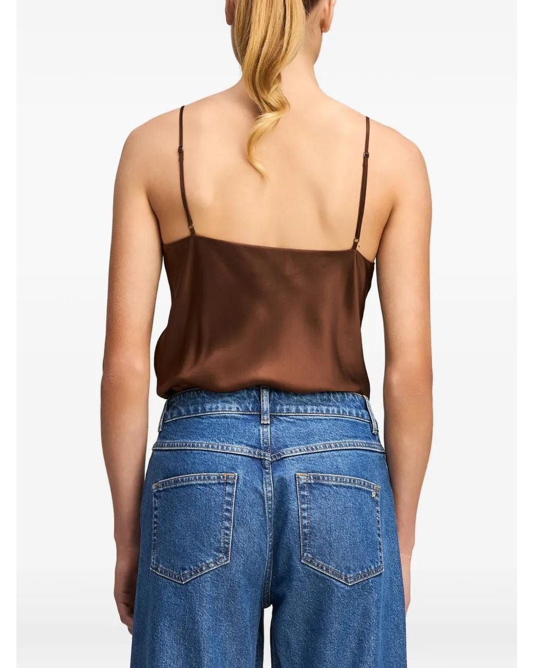Cinq À Sept Brown Marta Cowl-Neck Silk Top